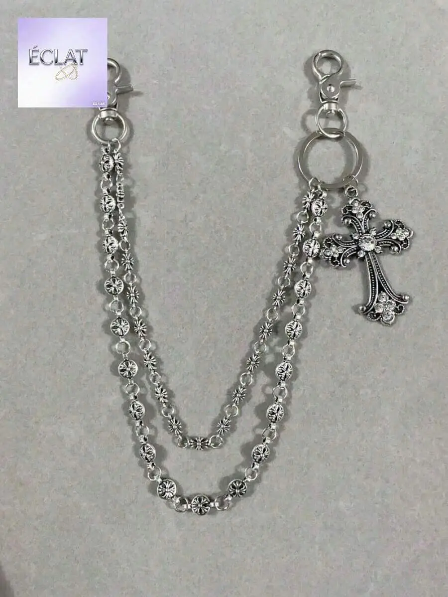 1pc Vintage Double Layer Chain Wallet Chain Punk Jeans Chain Pocket Chain Men Keychain Versatile Classy JBS7