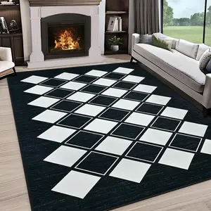 Anti-Slip Machine Washable Plaid Area Rug, Modern Geometric Soft Low Pile Carpet 5x8 6x9 ft, Green/Sage Green Black/Grey Black/White Red/Pink Beige/White for Living Room Bedroom Playroom Nursery Kitchen Dorm