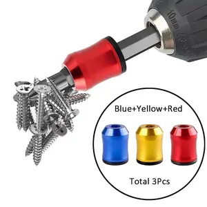 [3pcs] Magnetic Screw Ring for Electric Drill, 1/4 Inch 6.35mm Hex Shank, Strong Anti-Drop Magnet, Universal Fit Tool