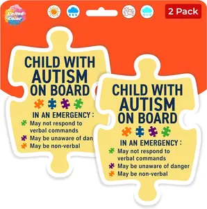 Child with Autism on Board Stickers,  Pack ( Inch) – Autism Awareness Car Decals with Bright Jigsaw Design, Waterproof UV Resistant Vinyl – Used for Cars & Trucks