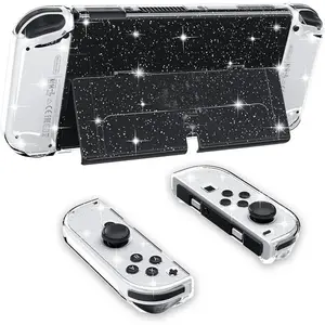Nintendo Switch Protective Case, Game Accessory with Stand, PC Sparkle Crystal, Glitter Bling Cover, Shock Absorption & Anti Scratch, Protection