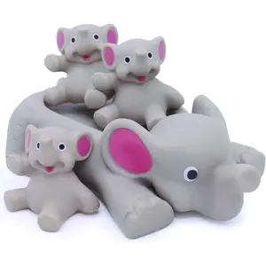 Bath Toys for Toddlers Infants 6 Months+, Floating Bathtub Elephant Toys Squeak Rubber Animal 4 Piece Set, Pool Beach Party Gift for Kids Boys Girls Water Fun and Shower Time