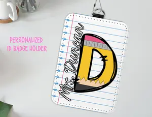 Personalized Teacher ID Badge Holder with Lanyard-Custom Teacher ID Badge- Personalized Teacher Gift