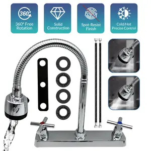 RV Kitchen Faucet,Non-Metallic RV Kitchen Sink Faucet Replacement with Two Handle-8" Main Body-High Arch-360 Swivel Replace for Campers Motorhomes Travel Trailers#Summervibes