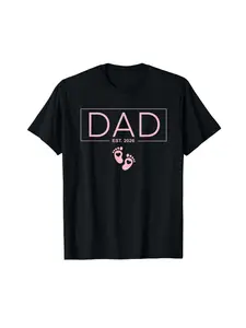 Dad Est. 2026 Expect Baby 2026 Fathers Day 2026 Pink New Dad T-Shirt