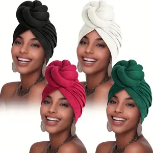 3pcs/4pcs, Warm pre knotted headscarf and hat for autumn and winter