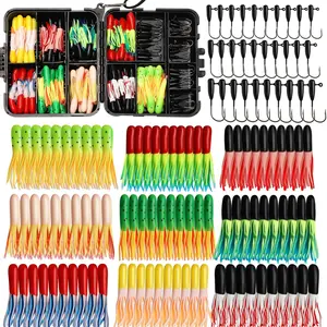 Crappie Lures with Jig Heads Kit, Soft Plastic Grubs-Tube Baits 1/8oz 1/16oz 1/32oz Crappie Jigs Walleye Trout Bass Crappie Baits 95-120pcs
