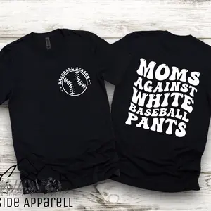 Moms Against White Baseball Pants Black T-Shirt
