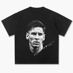 2025 Spring/Summer Leo Messi Football Vintage Printed Sports Casual Short Sleeve T-shirt Men's and Women's American Top NSK