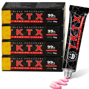 TKTX Tattoo Numbing Cream Black 4 Pack | Limited Edition 99% VeryStrong | For Tattoos | Laser Removal | Waxing | EyebrowThreading | Tattoo External Cream 10g