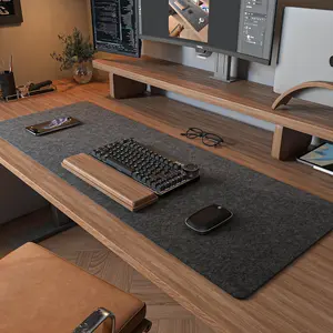 Large Felt Desk Mat 36x12 Inches Computer Mat Large Felt Mouse Pad and Keyboard Mat Desk Protector for Office Dark Gray