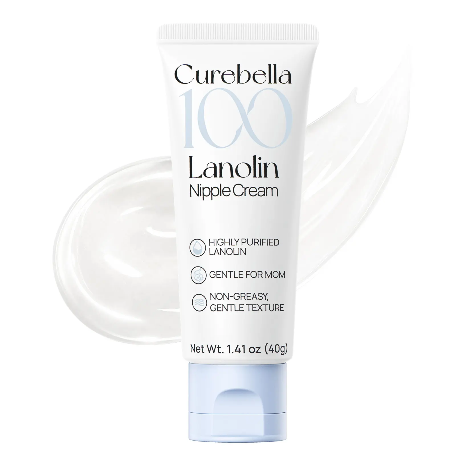 Curebella Lanolin Nipple Cream Safe for Breastfeeding, Ultra-Pure Lanolin Extract, 100% Natural Nipple Balm, Deep Moisture for Cracked Nipples & Dry Skin, Postpartum Essential for Nursing & Pumping Moms, 1.41 oz