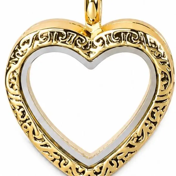 Floating Glass Living Memory Locket Charm Pendant - Transparent Locket with Heart Design, Elegant Jewelry for Mementos and Memories