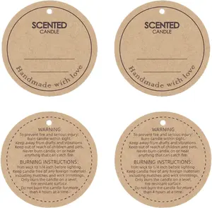 Candle Hang Tags, 160pcs 2" Diameter Handmade with Love Scented Candle Labels, Warning Labels for Candle Making