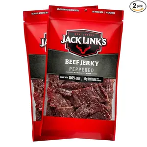 Jack Link's Beef Jerky, Peppered, Large Jerky Bags – Flavorful Meat Snacks, Ready to Eat Protein Snacks with 9g of Protein, Made with 100% Beef, Keto, Paleo & Carnivore Diet Ready – 9 Oz. (Pack of 2)