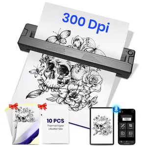 Wireless Tattoo Stencil Printer, Portable Bluetooth Thermal Tattoo Printer with App Support Size≤ A4, Print Realistic Portraits, Works for Phone/Tablet/PC
