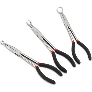 3 count 11" Hose Gripper Plier Set, Spark Plug Removal Pliers, 5/16", 1/2" and 3/4" Hose Gripping Pliers for Easy Removal and Installation of Automotive Hoses and Fittings