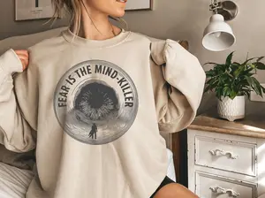 Dune Fear Is the Mind Killer Sweatshirt, Dune Arrakis Shirt, Dune Sandworm Shirt, Dune Fear Shirt, Dune Book Shirt, Dune Slogan Shirt, Dun Fan Shirt, Arrakis Dune Shirt, Dune Sweatshirt, Dune Quote Shirt, for Women, Gift for Her, Gift for Him 974