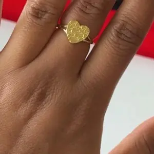 Woman's 14k Gold Plated Heart Nugget Ring Waterproof No Tarnish Fashion Jewelry
