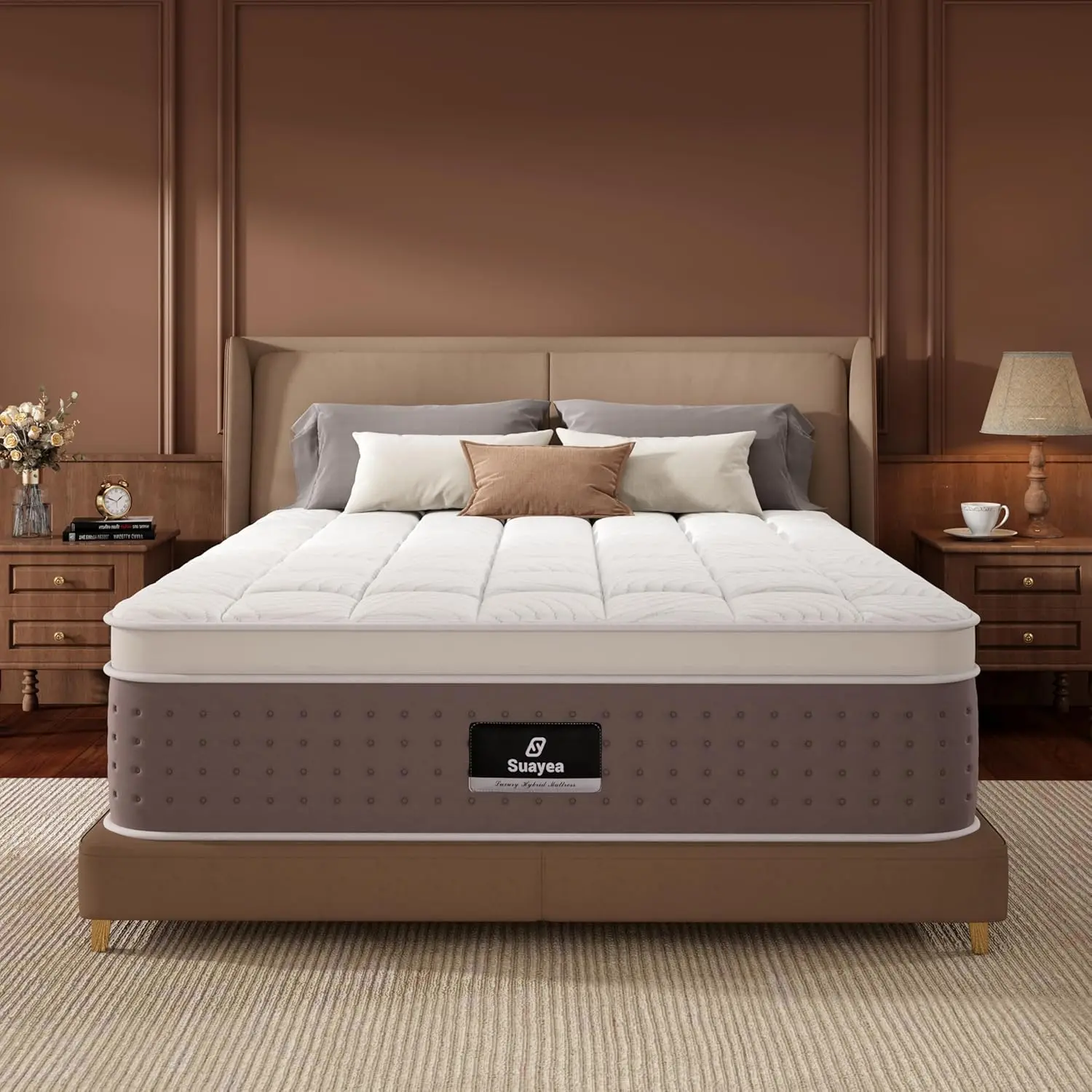 King Size Mattress , Upgraded 10 cm Luxury  King Mattress Topper in a Box, Pocket Springs for Pressure Relief, Medium Firm, Edge Support