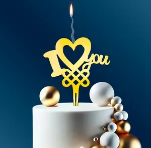 "I LOVE YOU" Food-Safe Gold Cake Topper Candle – Elegant and Reusable Decoration for Birthdays, Astrology-Themed Parties, and Celebrations