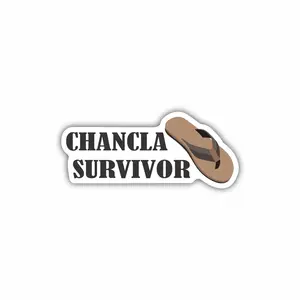 Chancla Survivor, Hard Hat, Laptop, Water Bottle, Cooler,  Funny, Sticker Decal ,Cute ,Vinyl Decor Decorative
