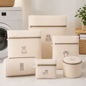 6 Piece Mesh Laundry Bags Set, Zippered Laundry Wash Bags for Delicates, Lingerie and Bra Washing Bag, Reusable Garment Bags for Washing Machine, Travel and Laundry Organization