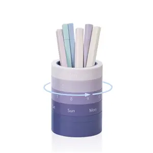 Comix Calender Pen Holder for Desk, Cute Platsic Pencil Holder, Purple Desk Organizer for Home School Office Supplies