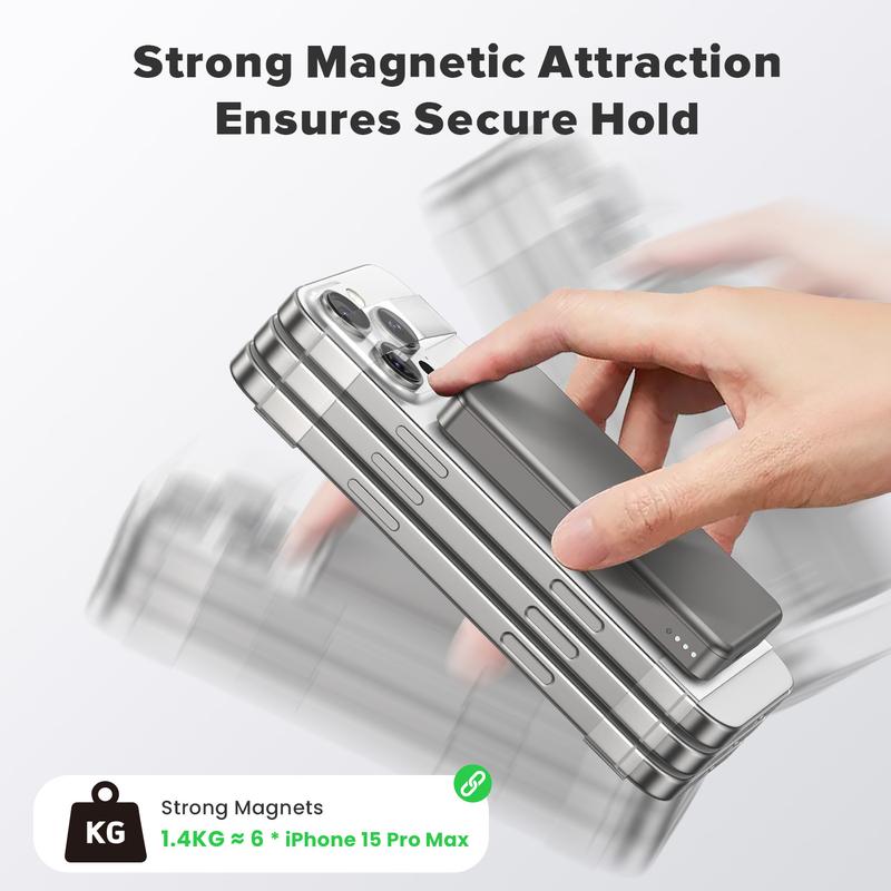 3-in-1 Wireless Charging Station with Removable 5000mAh Magnetic Power Bank for iPhone 12/13/14/15/16 Series, AirPods iWatch Series Wireless Charger