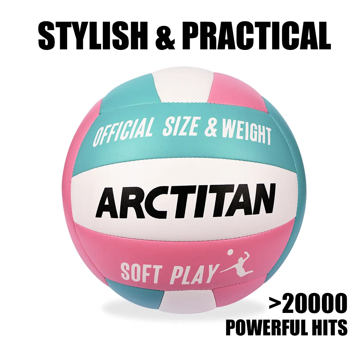 Official Size 5 Volleyball, Soft Touch TPU Leather Ball with Dimpled Surface for Better Grip, Water-Resistant for Indoor/Outdoor Beach & Gym Use, Volleyball Equipment