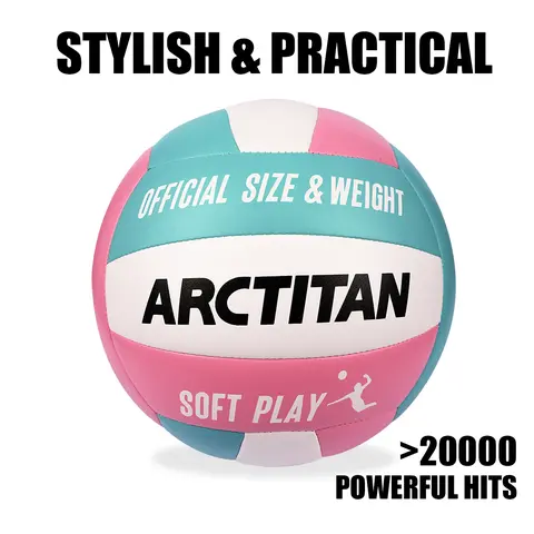 Super Soft Size 5 Authentic Volleyball - Unisex Adult Sports Ball with Eco-Nylon Cover, Dimpled Surface, Soft TPU Grip, Better Control, High Water Resistance, Consistent Bounce, Safe Valve, Fewer Inflations, Durable Stitching for Indoor Recreational Play