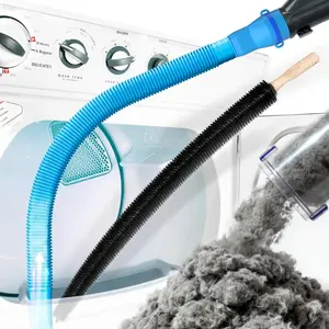 Dryer Vent Cleaner Kit 2 Pieces - Upgraded Dryer Lint Screens Cleaner Brush Part,Compatible with Most Vacuum Cleaner,Vacuum Hose Attachment & Refrigerator Coil Brush,Quickly Lint Remove,Blue