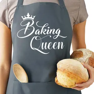 Funny Baking Aprons for Women, Cute Baking Gift for Bakers, Baking Queen Apron, Kitchen Cooking Apron with 2 Pockets, Birthday Mothers Day Apron Gift for Mom Wife Sister Daughter Grandma
