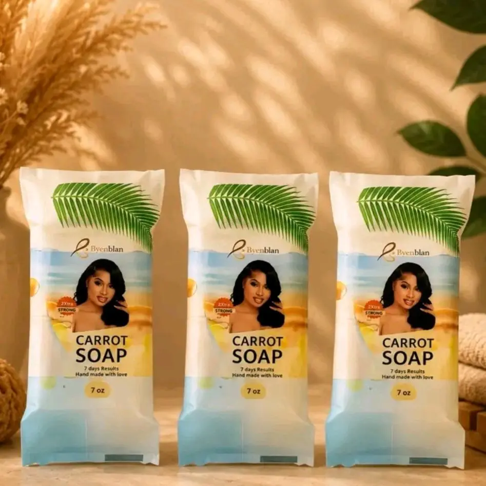 Extra-Strong Carrot Soap Bar, 3 Pack (7 oz), Skin Brightening & Acne Treatment Cleanser for Uneven Tone and Eczema Relief