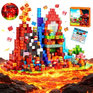 200PCS Light-Up Magnetic Blocks Set, 3D Magnetic Building Cubes with Mini Figures, Creative Stacking Magnet Tiles, Educational STEM Construction Toy, Perfect Birthday Gift for Kids 3+ Boys & Girls
