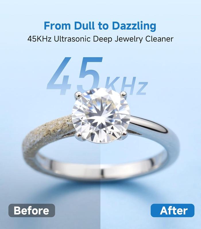 Cleaner, 45KHz  Cleaner Machine Professional for , Earrings Sterling , Rings, Retainers Deep Cleaning with 4 Modes, Timer, Low Noise, 304 Stainless Steel Tank