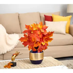 Nearly Natural 18" Autumn Maple Leaf Plant in Planter