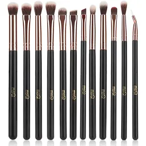 Eye Makeup Brushes 12pcs Rose Gold Eyeshadow Makeup Brushes Set with Soft Synthetic Hairs & Real Wood Handle for Eyeshadow, Eyebrow, Eyeliner, Blending(without bag)