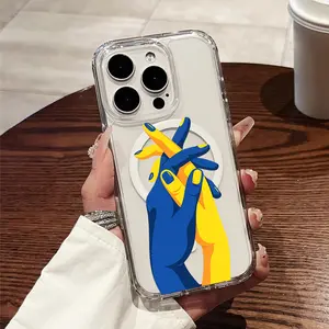 Hand in Hand, United as One, Artistic Transparent Thickened Hard Case with Magnetic Ring, Supports Wireless Charging, Compatible with iPhone 17 E Air Pro ProMax iPhone16 15 14 Plus 13 12 11 X XS XR- The First Choice for Trendy and Fashionable