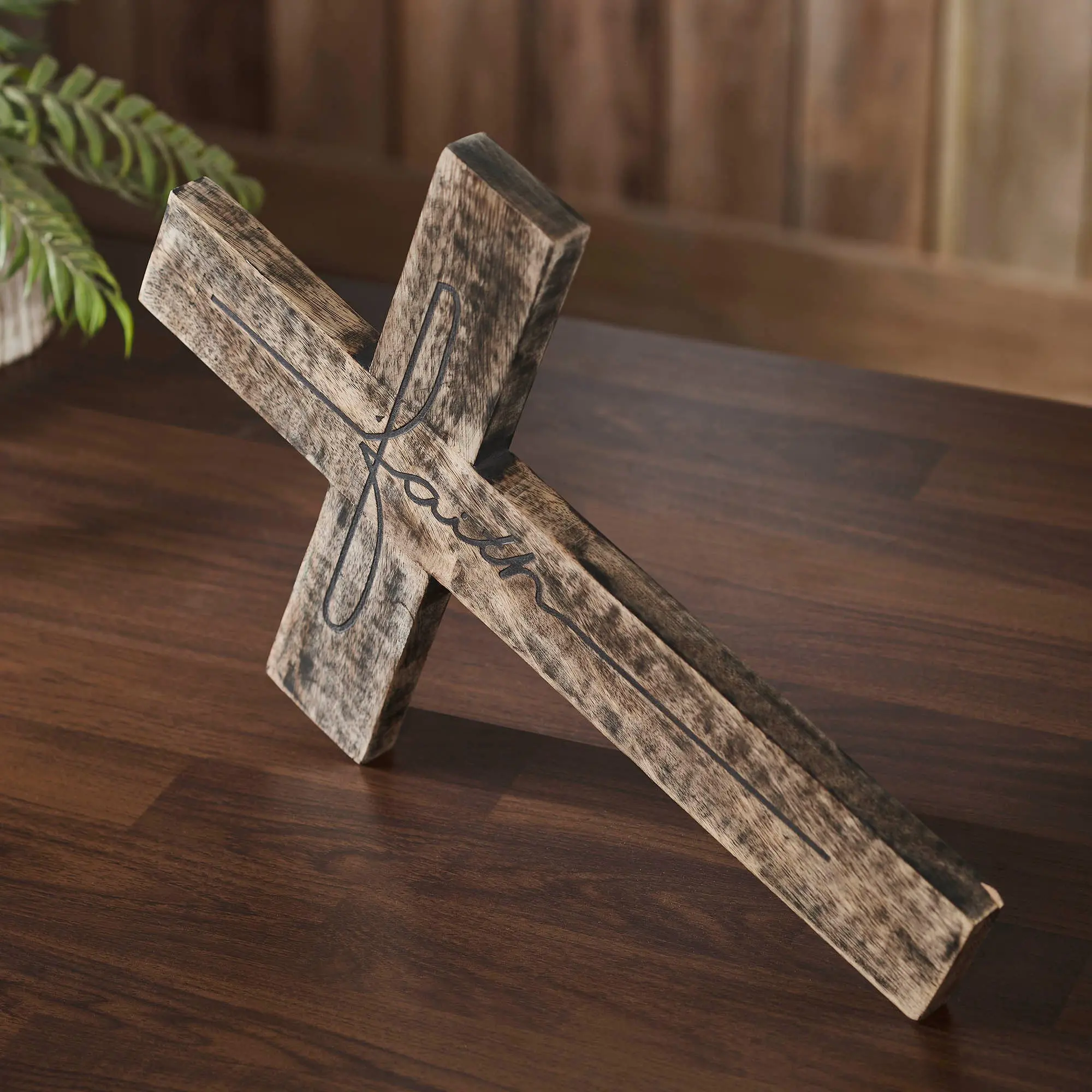 Distressed FAITH Wooden Cross