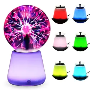 3 Inch Equal Height Ball Lamp with 7 Color Base, USB-C Powered Touch Lightning Ball, Science Toy Gift for Kids over 6 Years, Led Mood Light