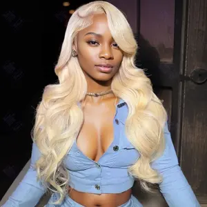 613 Blonde Wig 13x4 Lace Front Wig Human Hair Body Wave Blonde Lace Front Wigs Human Hair 613 HD Lace Frontal Wig Pre Plucked with Baby Hair for Black Women 180% Density