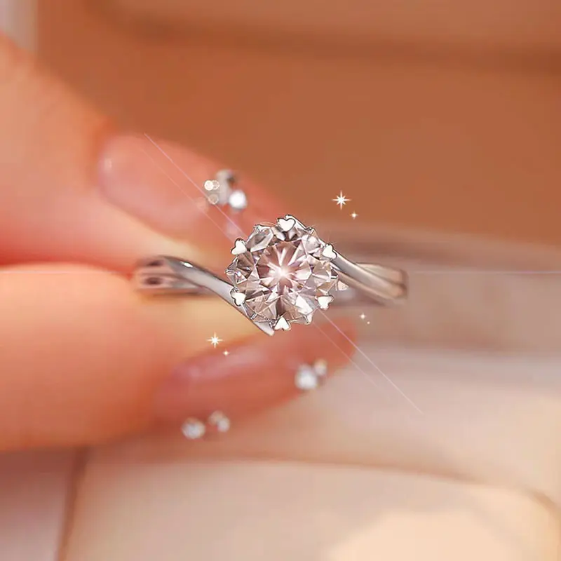 S925 Sterling Silver Women's Ring - Shiny Zircon Stone, Dainty Silver Rings, Elegant Simple Finish, Birthday Gift, Pairs With Casual Or Formal Looks, Juventus Jewelry Factory Daily Wear Accessory, Female