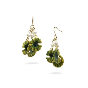 Monet Water Lily Dangle Earrings - Triple Drop
