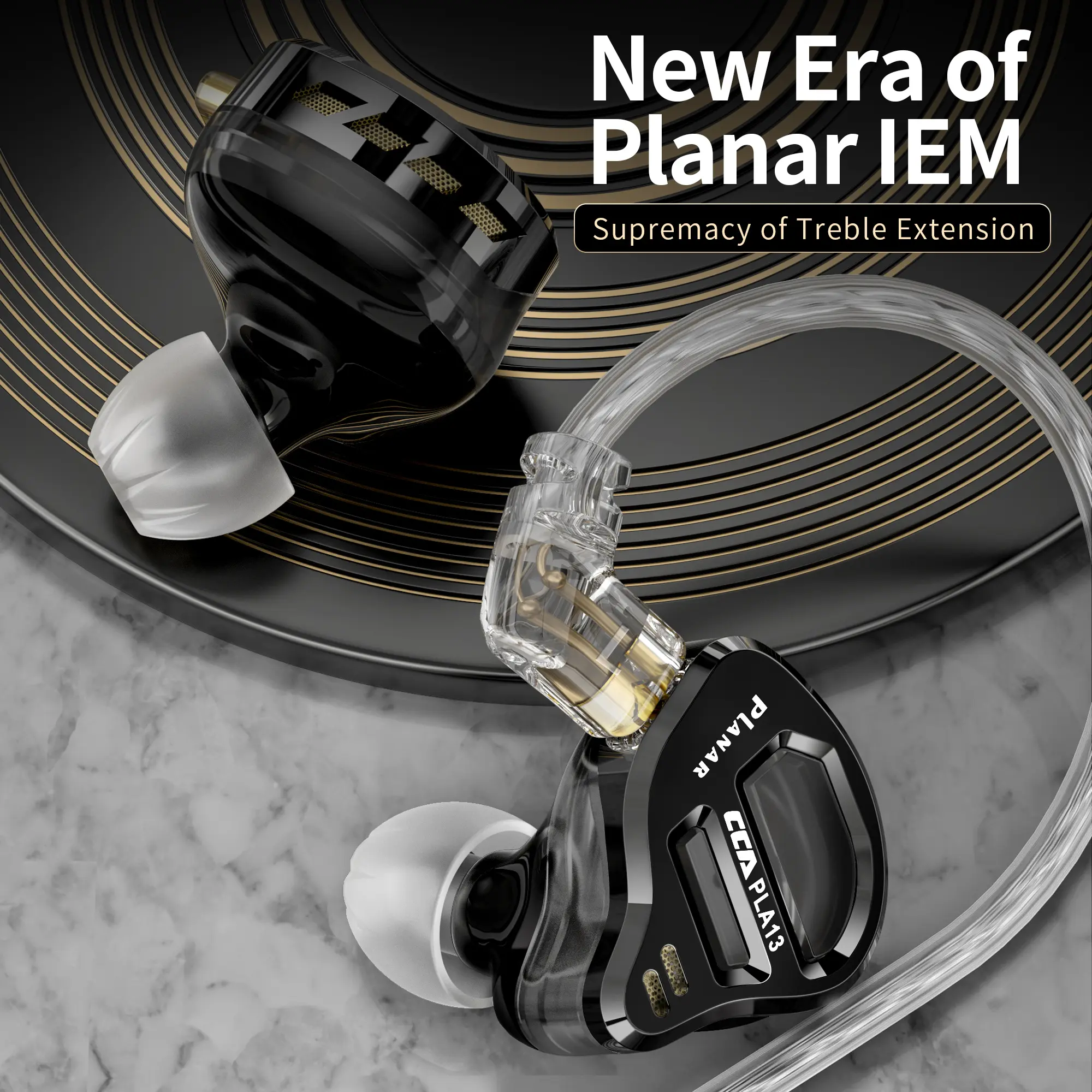 CCA PLA13 HiFi in-Ear Monitor Earphones,13.2mm Planar Driver in Ear Earphone IEM Earbuds with Detachable 0.75mm 2Pin High-Purity Silver-Plated Cable for Audiophile Musician