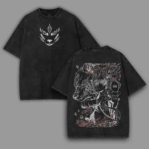 Aki Hayakawa Kon Fox Devil Tee Chainsaw Man Anime Manga Oversize 2 sided Washed T-shirt Cotton Unisex Menswear 90s graphic tees