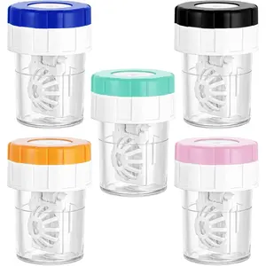 5 Pieces Manually Contact Lens Washer Cleaner, Lens Cleaning Container for Everyday Use, Contact Lens Cases, Contact Lens Soak Storage Kit for Travel Home