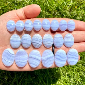 Blue Lace Agate Cabochon - Polished Stone Oval
