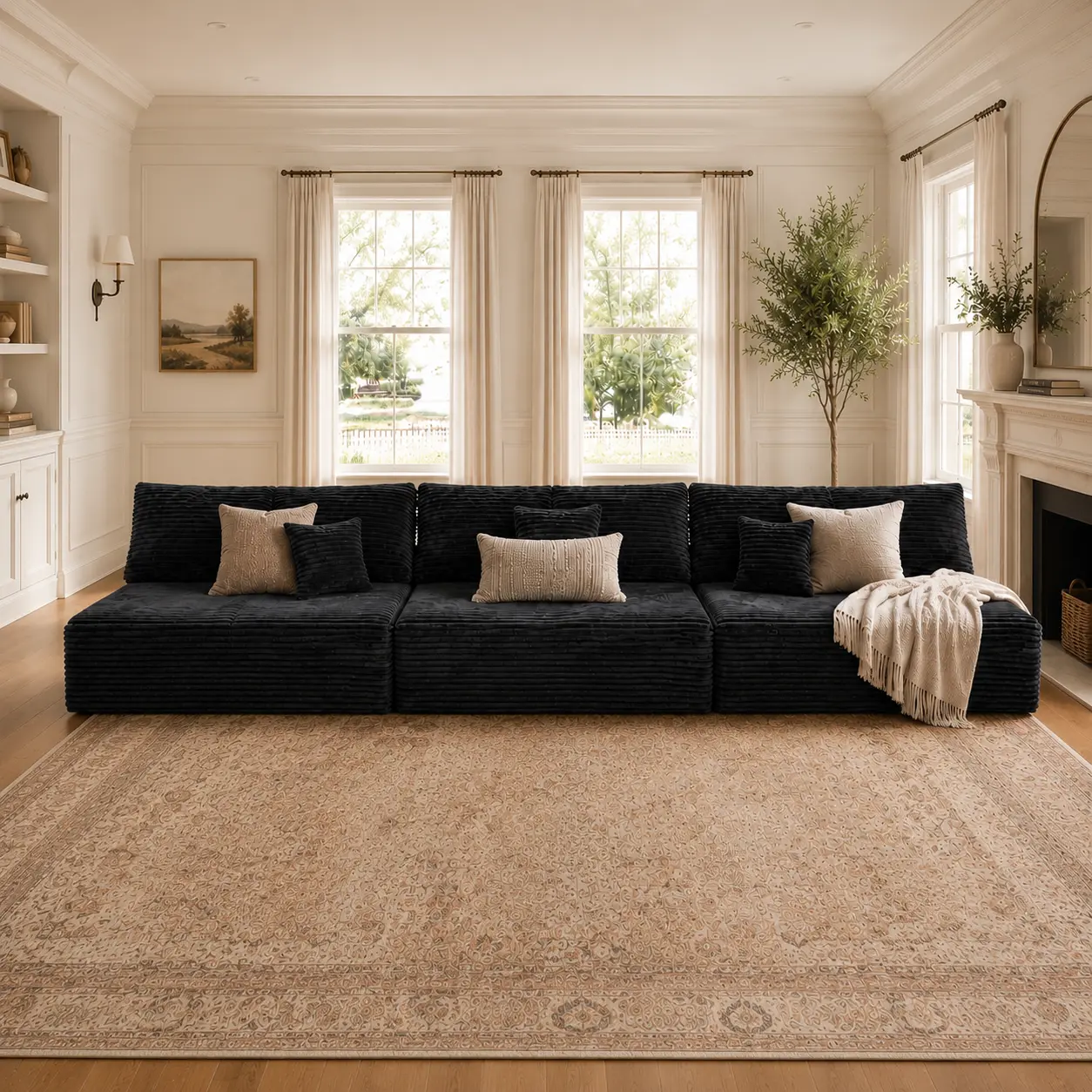 177” Modular Sectional corduroy Couch suitable for living room furniture，Modern Chenille Couch with Deep Seat Design, Oversized Modular Boneless Sofa, Comfortable Upholstered Sofa Set, No Assembly Required, cloud dupe Cloud Sofa