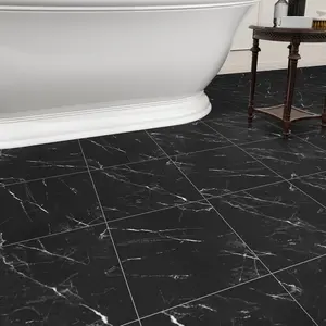 20-Pack Peel and Stick 12 x 12 inch Self Adhesive Waterproof Vinyl Floor Tiles DIY Flooring Planks for Bathroom Kitchen Living Room RV Cover 20 Sq. Ft Black Vein Marble